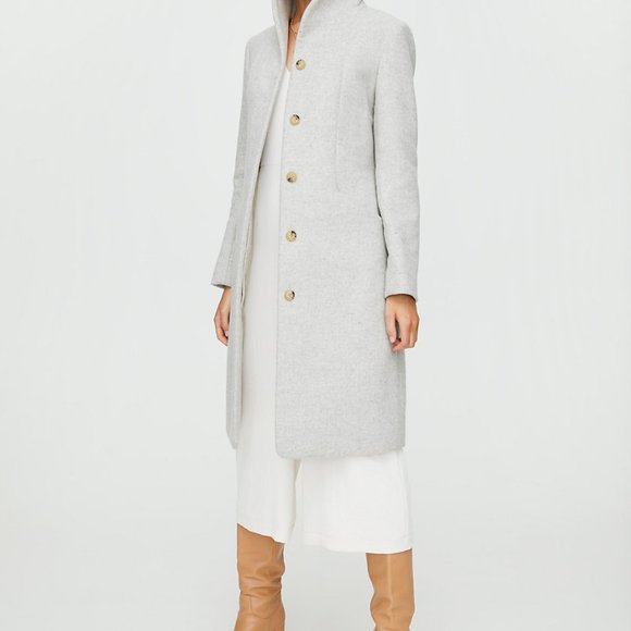 Aritzia Wilfred Cocoon Long Coat Heather Gray - Picture 3 of 6